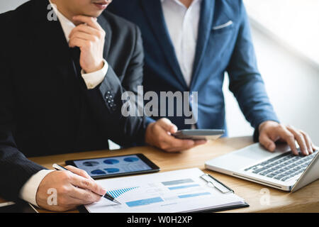 Business project team colleague working together at meeting and analyzing with new startup project, Idea presentation and strategy plan of business in Stock Photo