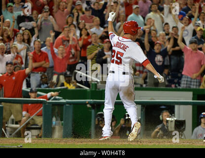 Washington Nationals' Adam LaRoche celebrates his two-run homer with ...