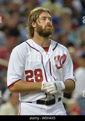 Washington Nationals' Jayson Werth reacts after striking out