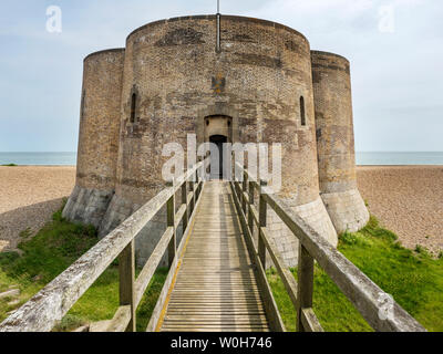 Nineteenth century Martello Tower a Napoleonic fort now a Landmark Trust property at Aldeburgh Suffolk England Stock Photo