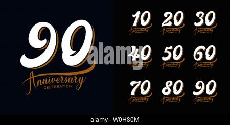 Set of anniversary logotype. Premium  anniversary celebration emblem design for company profile, booklet, leaflet, magazine, brochure, web, banner, in Stock Vector