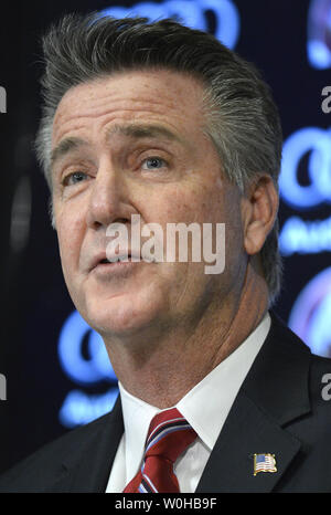 Washington Redskins general manager, Bruce Allen, left, speaks as Richmond  Mayor Dwight Jones watches during a tour of the new Redskins training  facility in Richmond, Va., Monday, May 20, 2013. (AP Photo/Steve