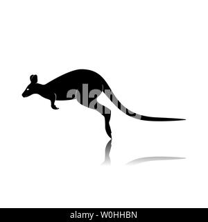 Kangaroo Silhouette Isolated on White Background Stock Vector