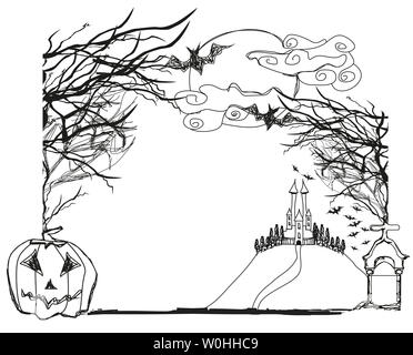 Halloween Doodle frame Stock Photo