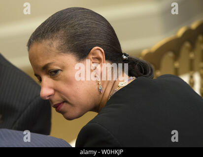 Susan Rice, National Security Advisor, attends President Obama's announcement ceremony for Ashton Carter to be his nominee for next Defense Secretary on December 5, 2014 in Washington, D.C. UPI/Kevin Dietsch Stock Photo