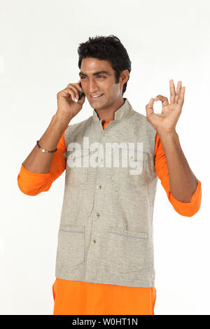 Young Indian Farmer Showing His Mobile on Right Hand In Green Screen ...