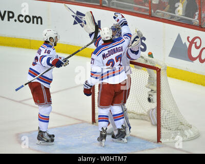 New York Rangers defenseman Ryan Lindgren (55) during warm up before an NHL  hockey game against the Calgary Flames, Monday, Feb. 6, 2023, in New York.  (AP Photo/Noah K. Murray Stock Photo - Alamy