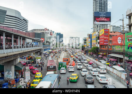 Bangkok,Thailand - Jul 22 2016 : Many Car traffic jam crowded during rush hour in ladprao road Stock Photo