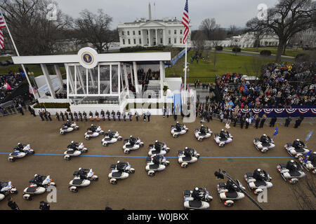 Washington, D.C. Metropolitan Police department motorcycle riders help lead the Donald J. Trump presidential inaugural parade on Pennsylvania Avenue January 20, 2017 in Washington, D.C. Trump became the 45th President of the United States.  Photo by David Tulis/UPI Stock Photo