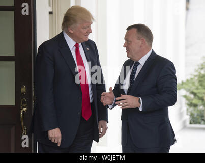 President Donald Trump welcomes Prime Minister Lars Lokke Rasmussen of Denmark to the White House in Washington, D.C. on March 30, 2017. Photo by Kevin Dietsch/UPI Stock Photo