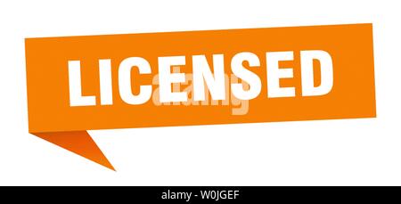 licensed speech bubble. licensed sign. licensed banner Stock Vector