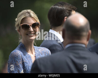 Ivan Trump, the daughter of President Donald Trump, attends a joint press conference with President Donald Trump and Prime Minister Saad Hariri of Lebanon, at the White House in Washington, D.C. on July 25, 2017. Photo by Kevin Dietsch/UPI Stock Photo