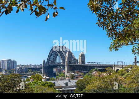 Sydney Harbour Bridge viewed from Sydney Observatory, Observatory Hill, Millers Point, Sydney, Australia Stock Photo