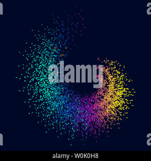 Color square particles form glowing abstract background Stock Photo