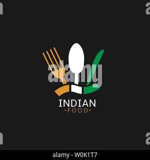 Indian food icon. Indian flag symbol Spoon fork and knife icons Stock Vector