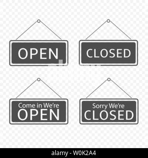 Open and Closed Hanging signs template isolated. Vector illustration Stock Vector