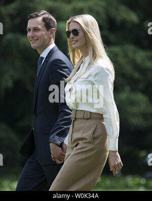 Ivanka Trump, President Donald Trump's daughter, and her husband Jared Kushner departs the White House in Washington, D.C. for a trip to Camp David, June 1, 2018. Photo by Kevin Dietsch/UPI Stock Photo