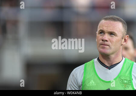 D.C. United forward Wayne Rooney (9) takes the field prior to game between D.C. United and Vancouver Whitecaps at Audi Filed in Washington, DC on July 14, 2018. This is D.C. United's first game at the new field. Photo by Alex Edelman/UPI Stock Photo
