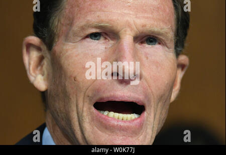Sen. Richard Blumenthal, D-Conn., delivers his opening statement during the Judiciary Committee confirmation hearing for Supreme Court Justice nominee Brett M. Kavanaugh on Capitol Hill in Washington, DC on September 4, 2018. Judge Kavanaugh was nominated to fill the seat of Justice Anthony M. Kennedy who announced his retirement in June.  Photo by Pat Benic/UPI Stock Photo