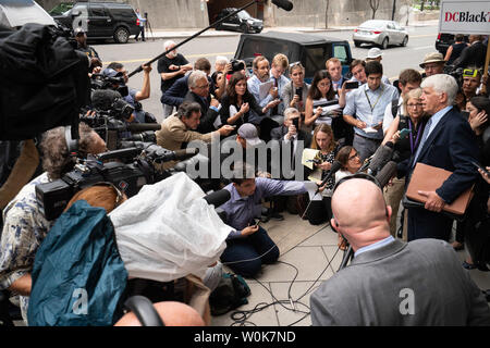 Thomas Breen, attorney for former Trump Campaign aide George Papadopoulos, speaks to members of the media outside U.S. District Court House in Washington, D.C. September 7, 2018.     Photo by Ken Cedeno/UPI Stock Photo