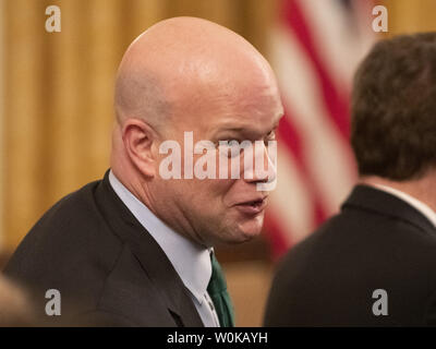 Acting Attorney General Matthew Whitaker attends the Medal of Freedom awards presented by President Donald Trump during a ceremony in the East room of the White House in Washington, D.C. on November 16, 2018.     Photo by Pat Benic/UPI Stock Photo