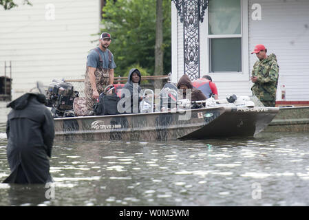 Hurricane Harvey flooding in Port Arthur, Texas, August 30, 2017. Hurricane Harvey formed in the Gulf of Mexico and made landfall in southeastern Texas, bringing record flooding and destruction to the region. U.S. military assets supported FEMA as well as state and local authorities in rescue and relief efforts. Photo by Sgt. 1st Class Malcolm McClendon/U.S. Army National Guard/UPI Stock Photo