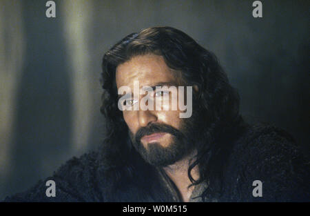 Jesus (Jim Caviezel) in a scene from The Passion of The Christ, Mel Gibson's controversial new film about the last twelve hours of Christ's life. Critics charge the film is anti-Semitic and graphically violent.    (UPI Photo/Philippe Antonello/Newmarket Films) Stock Photo