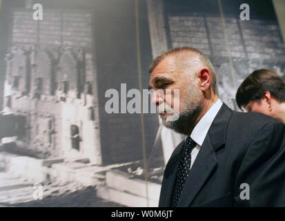 Croatian President Stjepan Mesic visits the Yad Vashem Holocaust Memorial's new museum in Jerusalem March 15, 2005. World leaders inaugurated a museum at Israel's Holocaust memorial on Tuesday in a show of international determination to keep alive the memory of the six million Jews killed by the Nazis and prevent future genocide.(UPI Photo/Goran Tomasevic) Stock Photo
