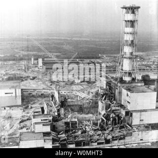 In this 1986 aerial view of the Chernobyl nuclear plant in Chernobyl ...