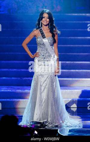 Miss Hawaii USA 2011, Angela Byrd of Honolulu, competes in her choice evening gown during the 2011 Miss USA Presentation Show on Wednesday, June 15 from the Planet Hollywood Resort and Casino Theatre for the Performing Arts in Las Vegas, Nevada.    UPI/Darren Decker/Miss Universe Organization Stock Photo