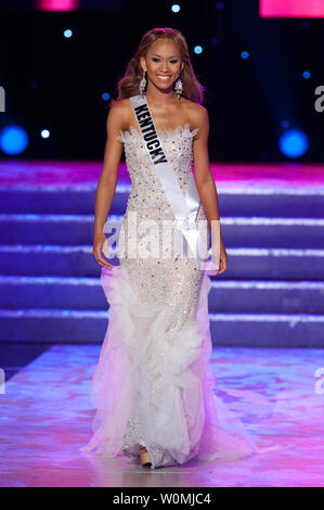 Miss Kentucky USA 2011, Kia Ben-et Hampton of Louisville, competes in her choice evening gown during the 2011 Miss USA Presentation Show on Wednesday, June 15 from the Planet Hollywood Resort and Casino Theatre for the Performing Arts in Las Vegas, Nevada.    UPI/Darren Decker/Miss Universe Organization Stock Photo