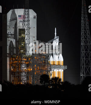 The United Launch Alliance Delta IV Heavy rocket with NASA's Orion spacecraft mounted atop, is seen before lifting off off from Cape Canaveral Air Force Station's Space Launch Complex 37 at at 7:05 a.m. EST, Friday, December 5, 2014, in Florida. The Orion spacecraft will orbit Earth twice, reaching an altitude of approximately 3,600 miles above Earth before landing in the Pacific Ocean. No one is aboard Orion for this flight test, but the spacecraft is designed to allow astronauts to journey to destinations never before visited by humans, including an asteroid and Mars.    UPI/Bill Ingalls/NAS Stock Photo