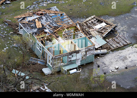 Aerial views of Hurricane Harvey damage is seen in Port Aransas, Texas, August 28, 2017. Hurricane Harvey formed in the Gulf of Mexico and made landfall in southeastern Texas, bringing record flooding and destruction to the region. U.S. military assets supported FEMA as well as state and local authorities in rescue and relief efforts.   Photo by Malcolm McClendon/Texas Military Department/UPI Stock Photo