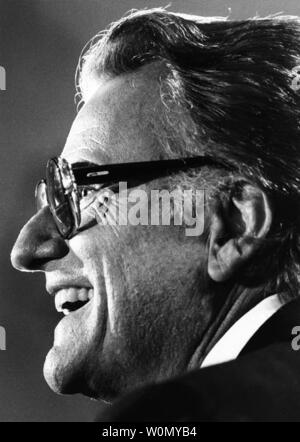 Evangelist preacher Billy Graham died at the age of 99 in his home in Montreat, North Carolina on February 21, 2018.  He is shown in New York in a 1984 file photo.  Photo by Pat Benic/ UPI Stock Photo