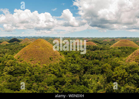 Chocolate Hills in Bohol, The Philippines. Bohol's most famous tourist attraction Stock Photo