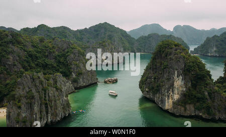 Aerial view of islands in Halong Bay, Vietnam Stock Photo