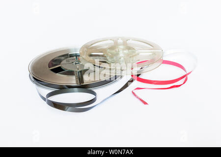 A 1960s spool of Philips magnetic audio recording tape and a spare empty reel Stock Photo