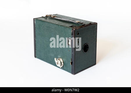 Green Kodak No.2 Brownie box camera isolated against a white background Stock Photo