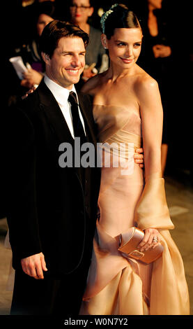 Tom Cruise (L) and Katie Holmes arrive at the Vanity Fair post-79th Academy Awards party at Morton's in West Hollywood on February 25, 2007.   (UPI Photo/Gary C. Caskey) Stock Photo