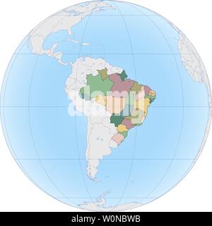 South America with Brazil on the Globe Stock Vector