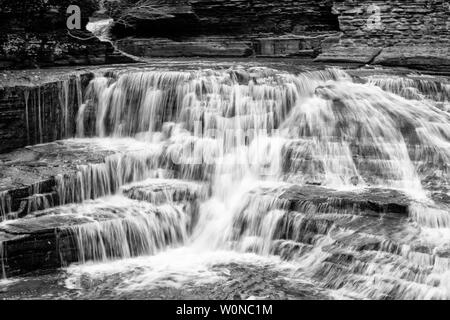 The top cascade leading to Lucifer Falls Stock Photo