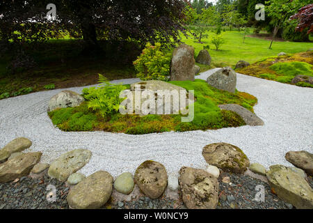 View of the dry garden at the new Japanese Garden at Cowden in Dollar, Clackmannanshire, Scotland, UK Stock Photo