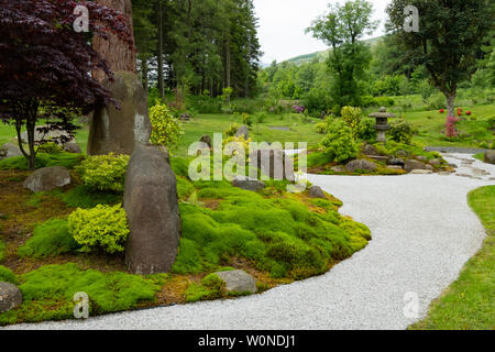 View of the dry garden at the new Japanese Garden at Cowden in Dollar, Clackmannanshire, Scotland, UK Stock Photo