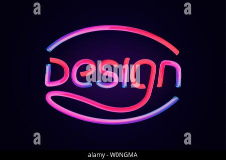 Word design glossy pink typeface concept. Typography vector illustration. 3D bubble font with glint Stock Vector