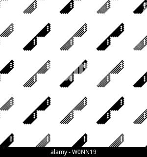 Black Pixel Sunglasses Seamless Pattern Stock Vector