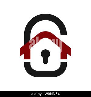 Home protection icon. House in the form of a door lock. Protection vector icon for web design isolated on white background. Home guard concept. EPS 10 Stock Vector