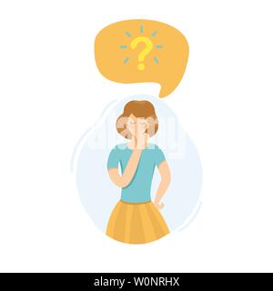 girl thinking about the question. Stock Vector