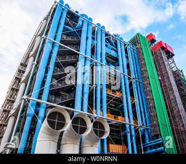 Paris / France - April 06 2019: Colorful facade of the Center of Georges Pompidou Stock Photo