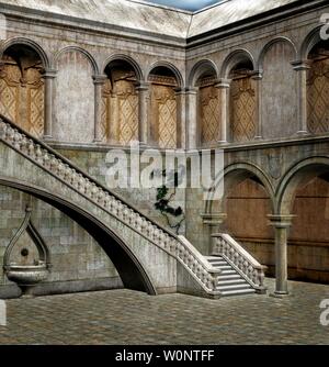 Medieval castle courtyard Stock Photo