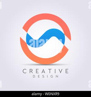 Combination of Circle, Wave, and Letter S Vector Illustration Design Clipart Symbol Logo Template. Stock Vector